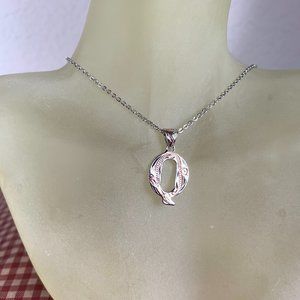 NWOT Real Silver (not plated) initial Q on a Silver Tone Chain